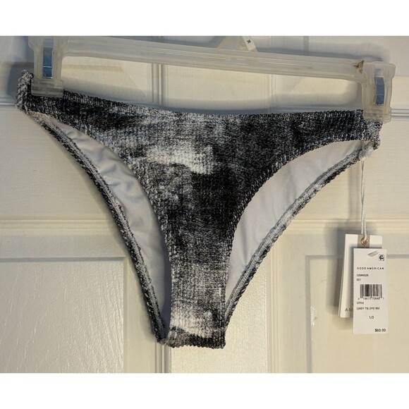 Good American Grey Tie Dye Always Fits Classic Swim Bikini Bottoms Size 1/2 NWT - Picture 1 of 7